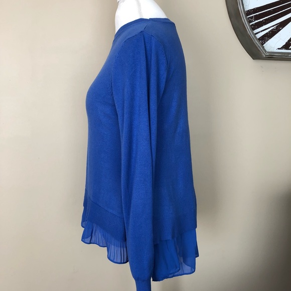 Milano Blue Sweater With Sheer Lining & Split Back - Picture 4 of 7